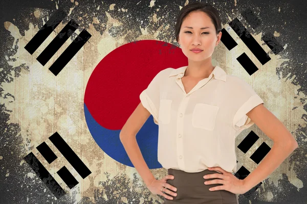 Asiático businesswoman contra korea republic bandera — Foto de Stock