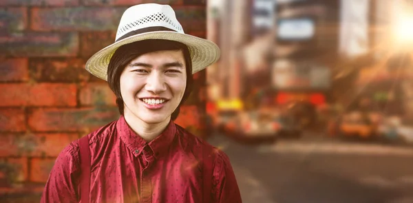 Hipster with a straw hat Royalty Free Stock Photos