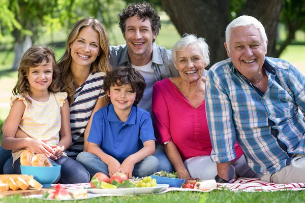 Lächelnde Familie beim Picknick — Stockfoto