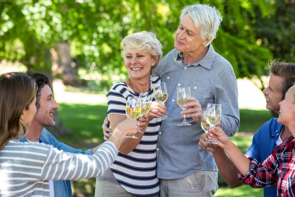 Znajomych do picia wino białe — Zdjęcie stockowe