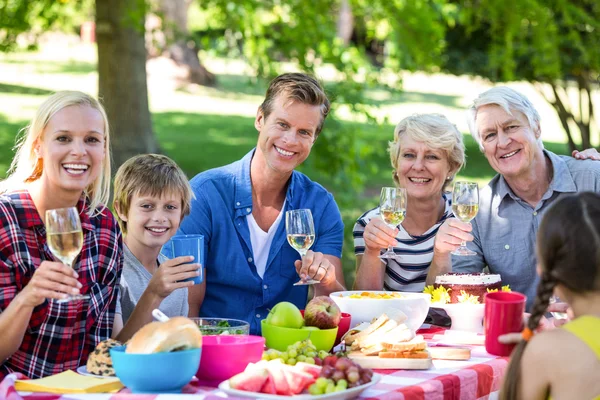 Famiglia e amici a fare un picnic — Foto Stock