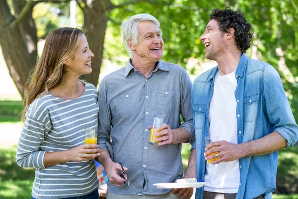 Famiglia che fa un picnic con barbecue — Foto Stock