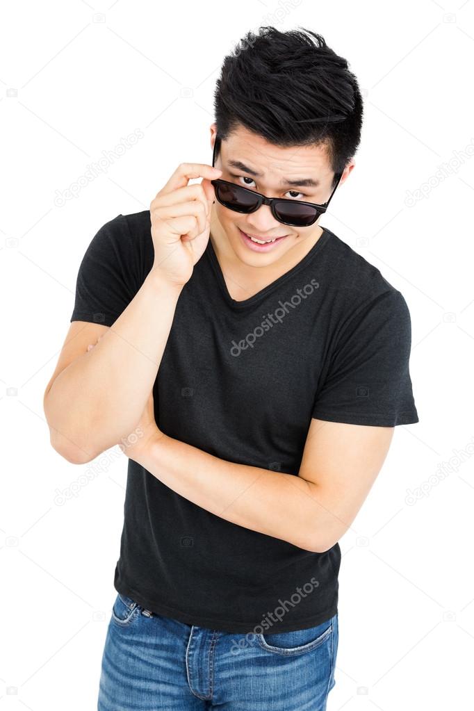 Man Looking Over Sunglasses Stock Photo Image By C Wavebreakmedia Man Looking Over Sunglasses Stock Photo Image By C Wavebreakmedia