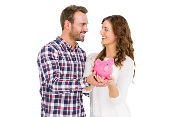 Paar bedrijf piggy bank — Stockfoto