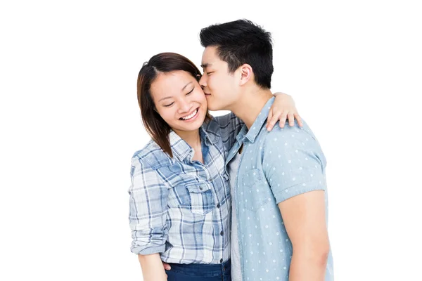 Happy couple hugging and kissing — Stock Photo, Image