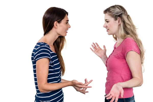 Female friends gesturing while arguing — Stock Photo, Image