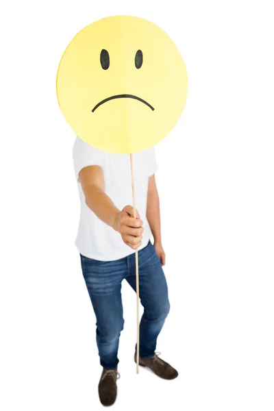 Man anläggningen ledsen smiley face — Stockfoto