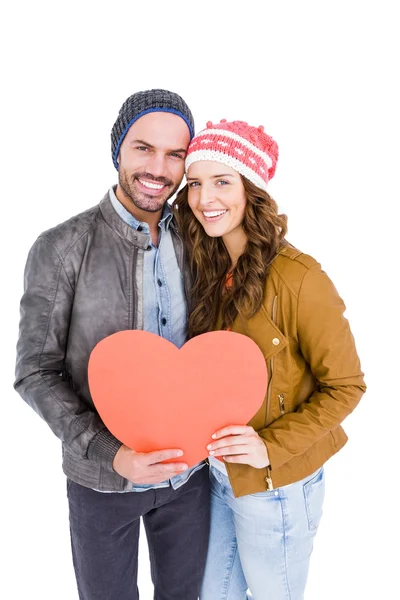 Couple holding big heart — Stock Photo, Image