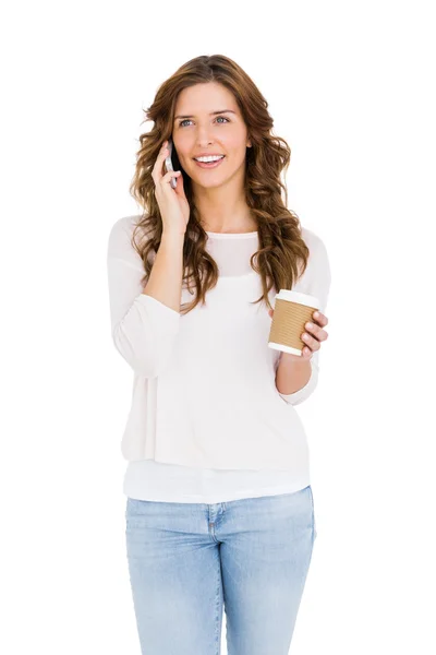 Žena mluví na mobilním telefonu — Stock fotografie