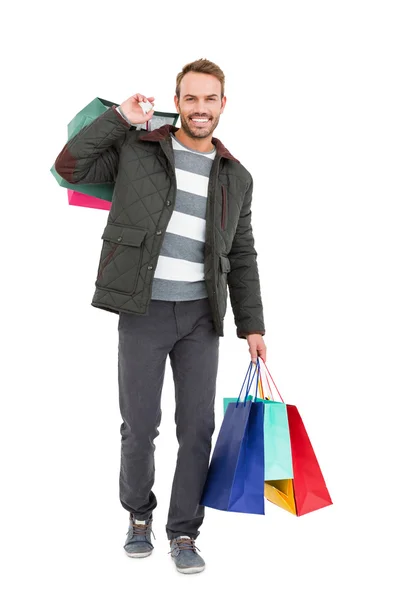 Bevásárlótáskát tartó férfi — Stock Fotó