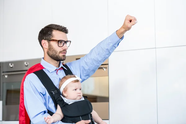 Father wearing superhero costume — Stock Photo, Image