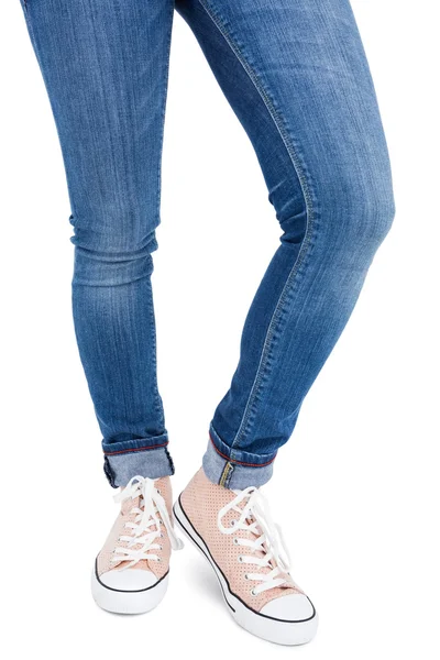 Woman wearing canvas shoes — Stock Photo, Image