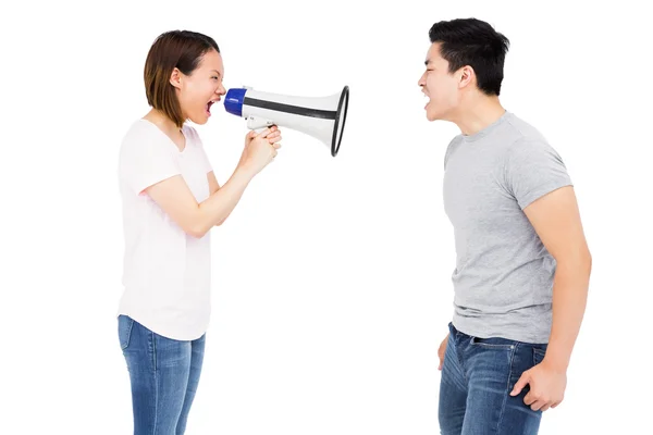 Mujer enojada gritándole al hombre —  Fotos de Stock