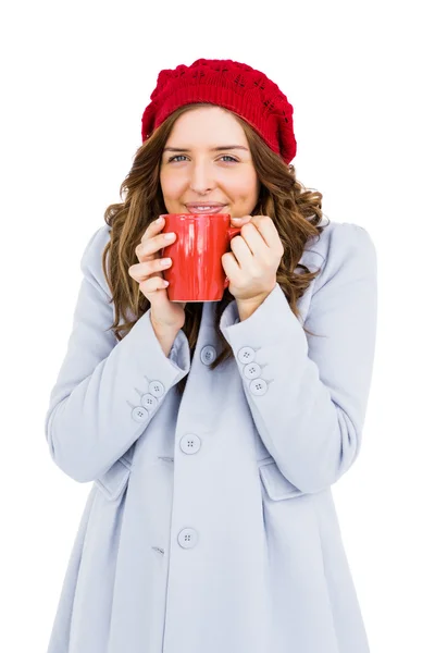 Mujer tomando taza de café — Foto de Stock