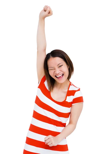 Mulher feliz sorrindo para a câmera — Fotografia de Stock