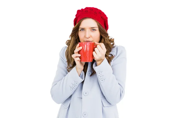 Frau beim Kaffeetrinken — Stockfoto