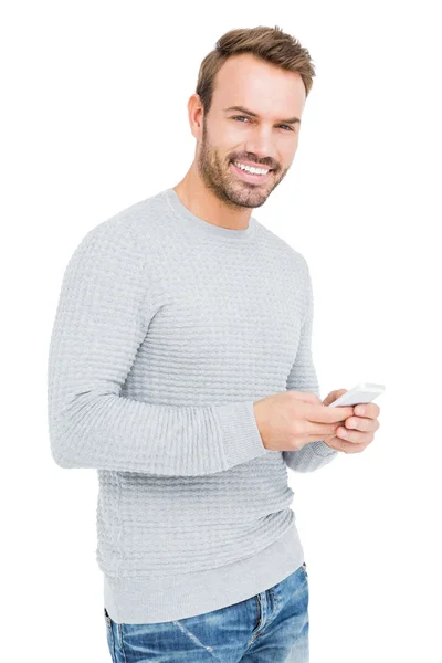 Człowiek korzystający z telefonu komórkowego — Zdjęcie stockowe