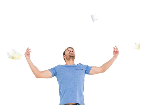 Man throwing currency notes — Stock Photo, Image