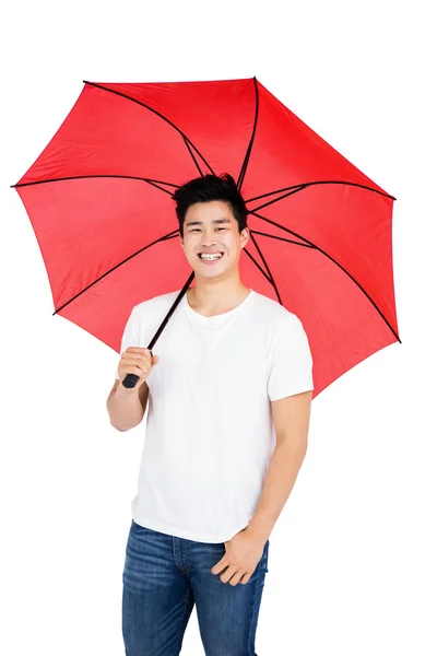 Man holding umbrella — Stock Photo, Image