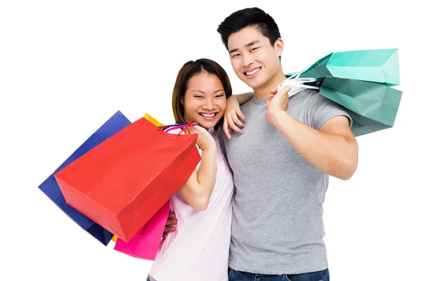 Couple avec sacs à provisions — Photo