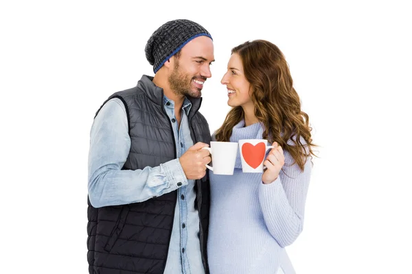 Çift holding kahve kupalar — Stok fotoğraf