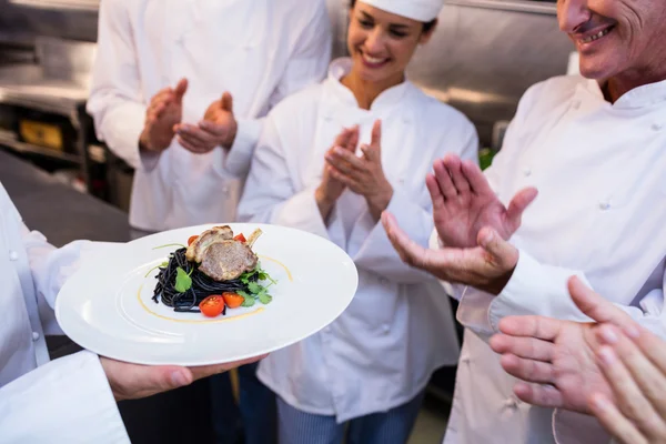 Team of chef applauding — Stok Foto