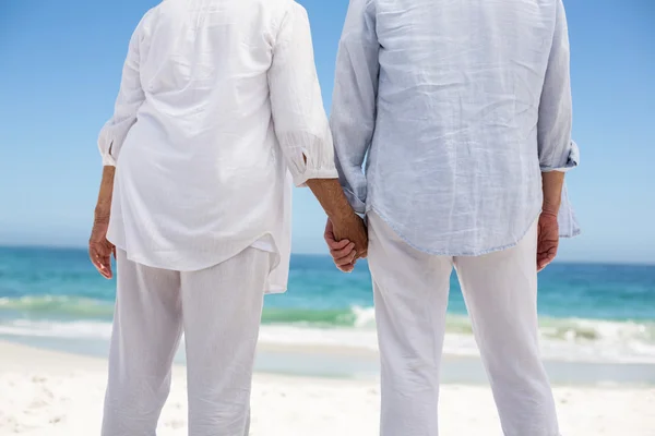 Rear view of a senior couple holding hands — Stock Photo, Image