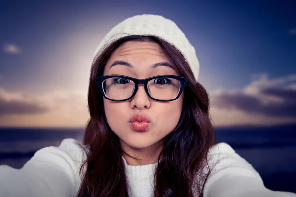 Asian woman making faces — Stock Photo, Image