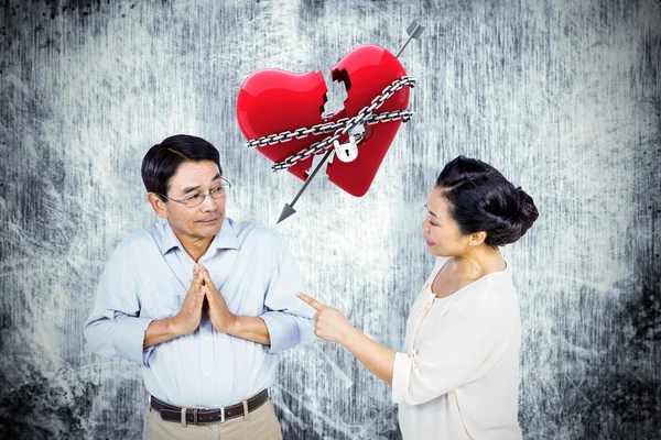 Older asian couple having an argument — Stock Photo, Image