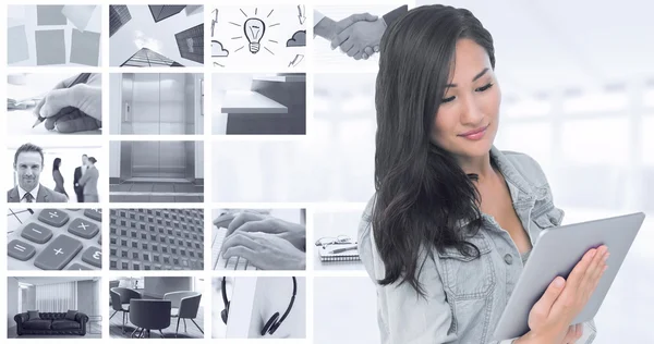 Asian woman holding tablet — Stock Photo, Image