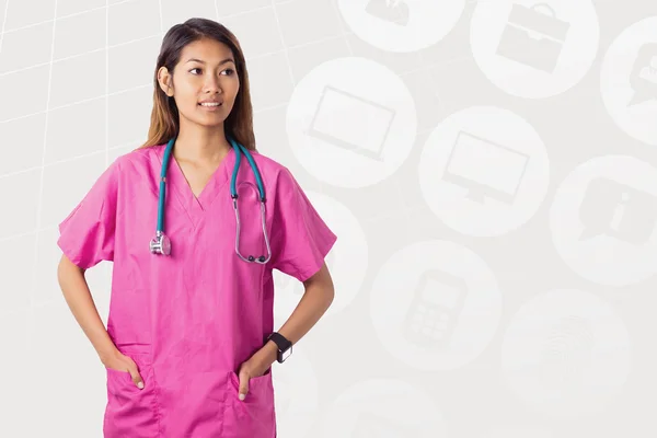 Nurse with stethoscope looking at the camera — Stock Photo, Image