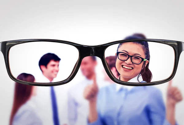 Businesswoman showing thumbs up — Stock Photo, Image