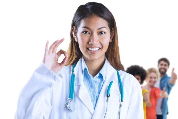 Asiatische Arzt tun ok Zeichen — Stockfoto