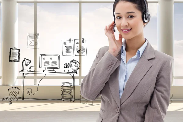 Good looking operator with headset — Stock Photo, Image