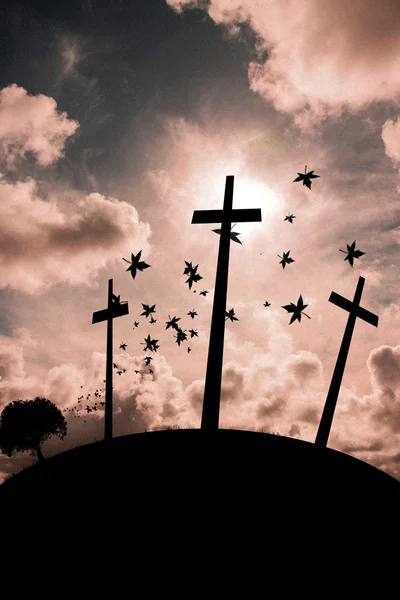 Tvar kříže nad nebe — Stock fotografie