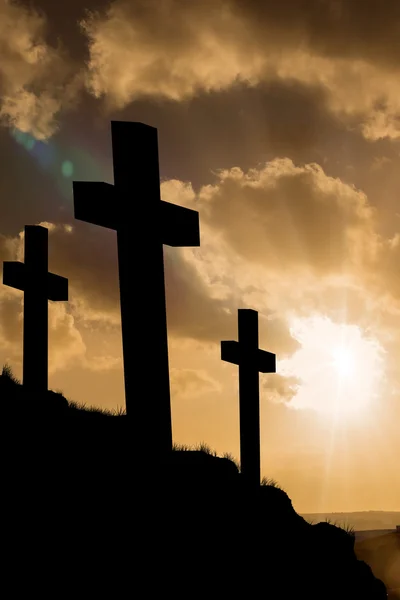 Crosses shape over sunset sky — Stock Photo, Image