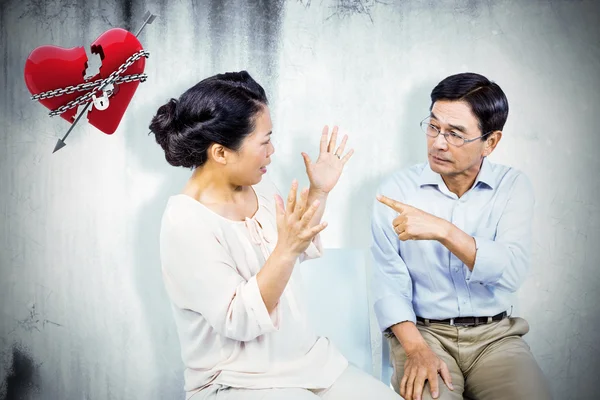 Starší asijský pár s argument — Stock fotografie