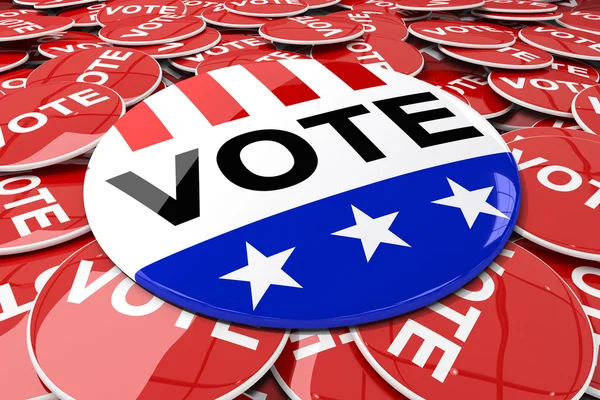 赤バッジ投票に対する投票ボタン — ストック写真