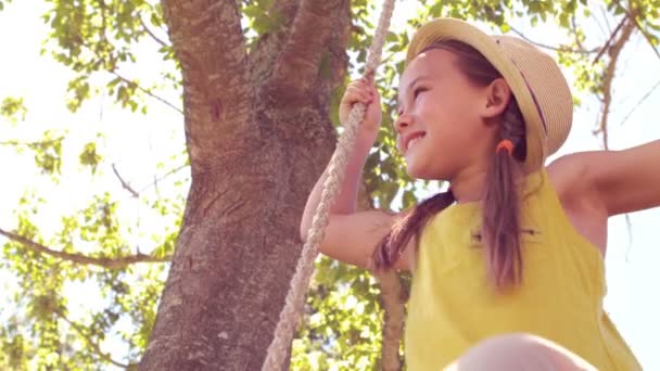 Little girl on a swing in the park — Stock Video