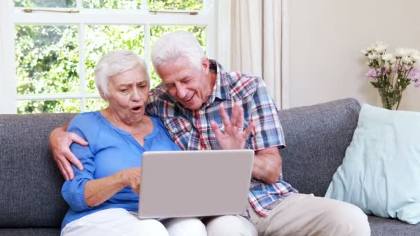 Senior couple doing video chat — Stock Video