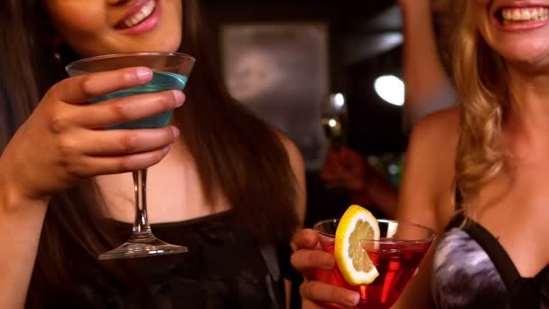 Amici carini che fanno cocktail a una festa — Video Stock