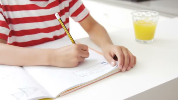 Lindo niño haciendo tarea — Vídeos de Stock