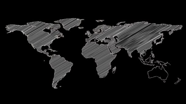 Forma cinzenta do mapa do mundo — Vídeo de Stock