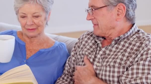 Aranyos, beszélő idős házaspár — Stock videók