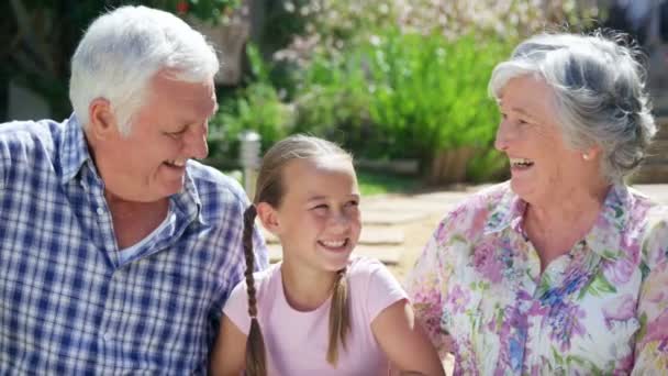 Glückliche Großeltern mit Enkelin — Stockvideo