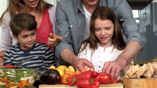 Cute family preparing lunch — Stock Video