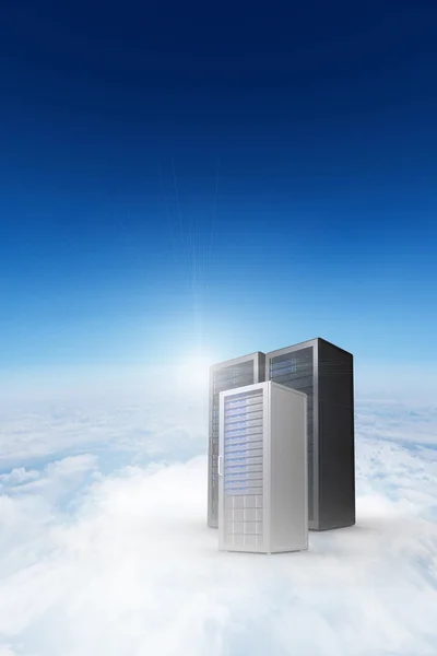 Server towers on sky background — Stock Photo, Image