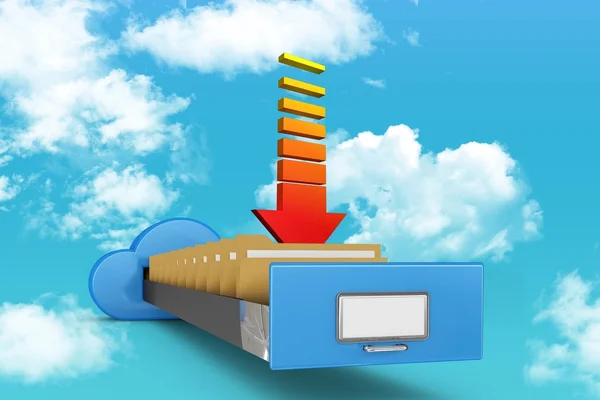 Cloud filing cabinet with arrow — Stock Photo, Image