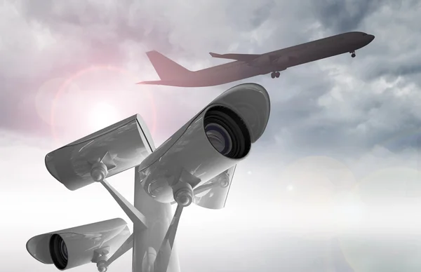 CCTV looking at airplane — Stock Photo, Image