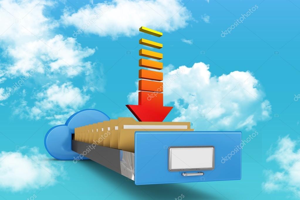 Cloud Filing Cabinet With Arrow Stock Photo C Wavebreakmedia